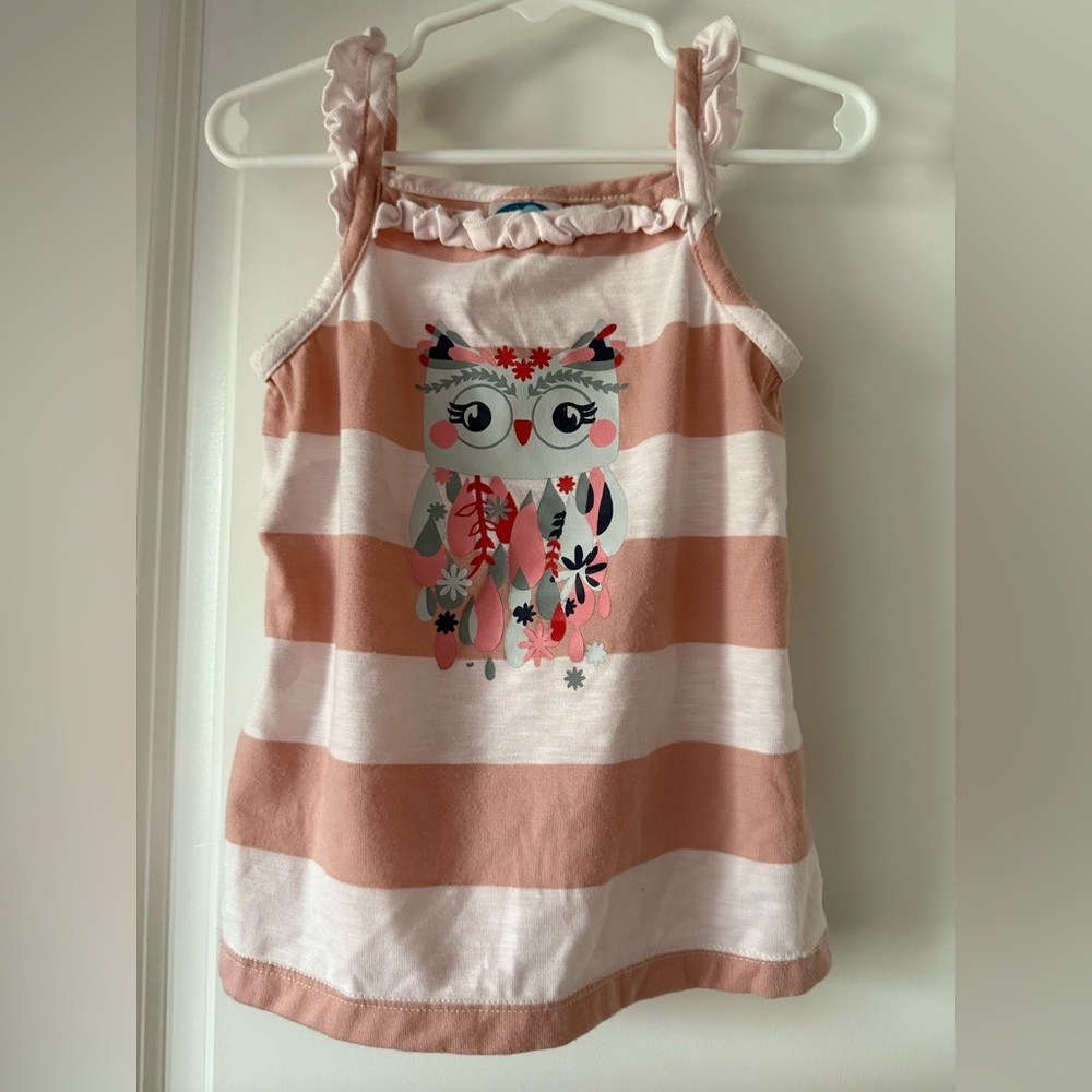 NAP Pink and White Striped Kids Owl Top - Size 4T - Preloved